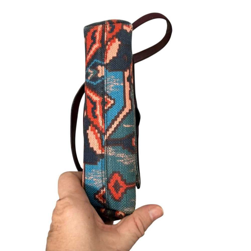 Fossil Kinley Blue Multi Print burgundy Leather Crossbody Bag - Picture 4 of 11